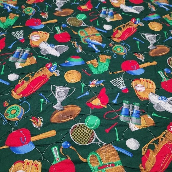 Handmade Baseball Logo Blue Multicolored Bed Quilt Comforter Twin Size - Picture 4 of 7